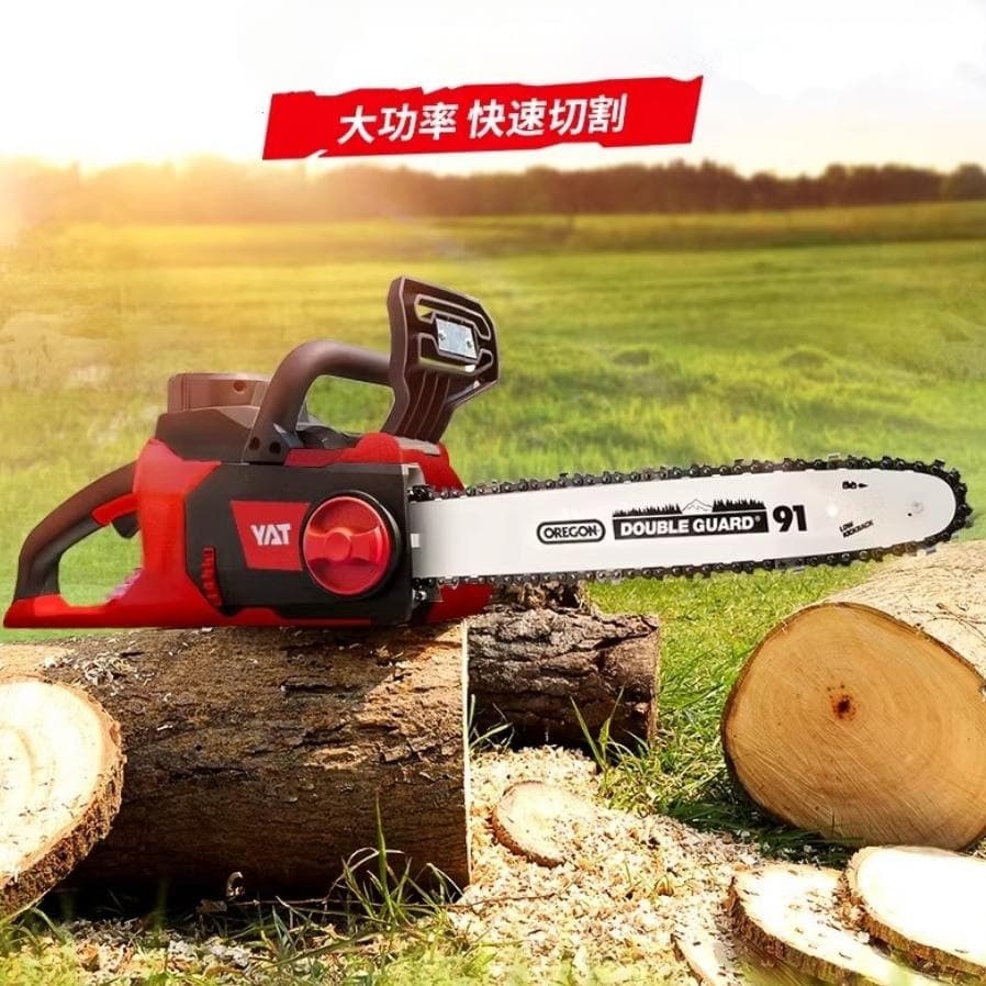 YAT 4388 Cordless Chainsaw, High-Power Lithium-ion Battery Electric Chainsaw for Home Use, Wireless Electric Logging Saw