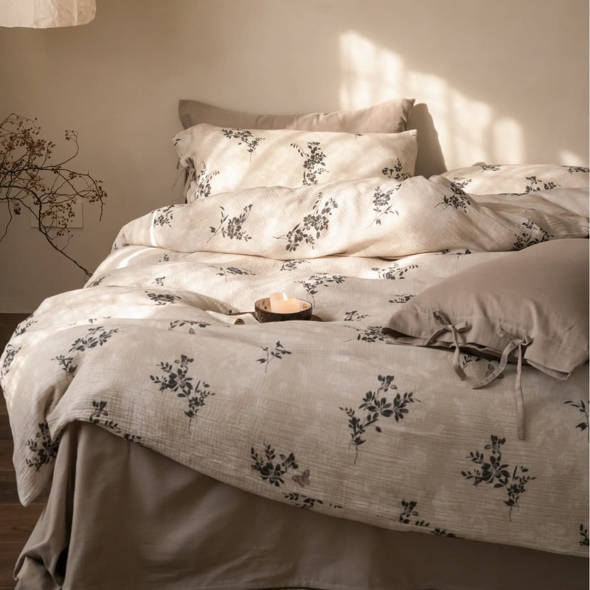 New Vintage Style Cotton Double-Layer Gauze Bed Sheet Four-Piece Set Light Luxury High-End Main Bedroom Three-Piece Bedding