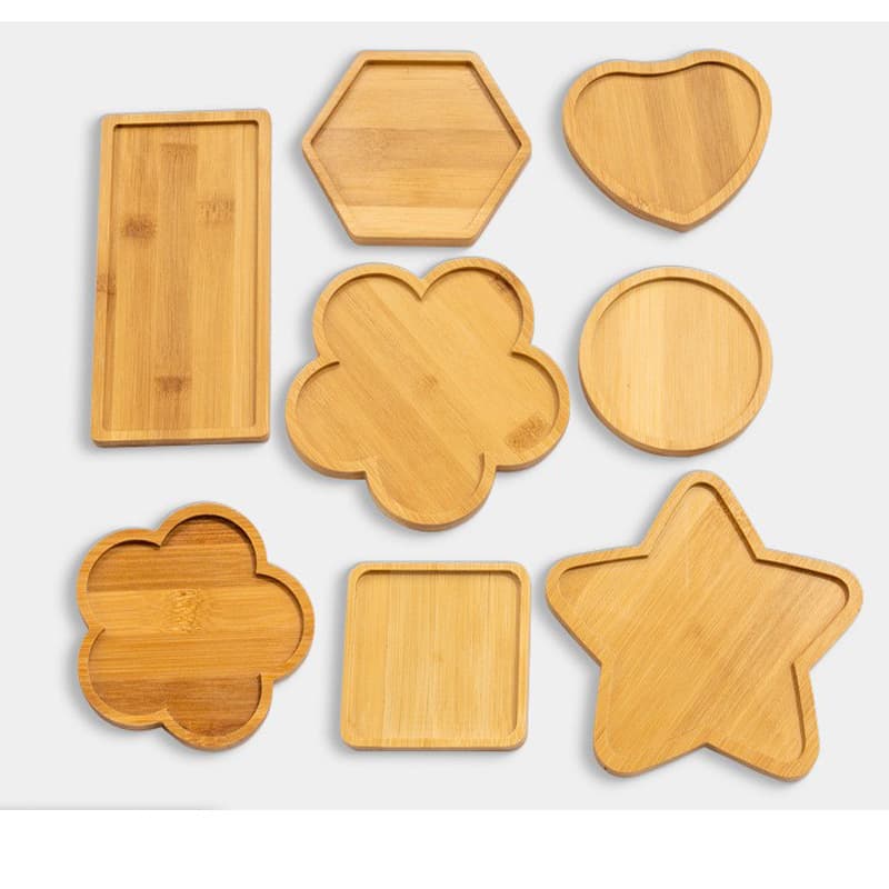 Bamboo tea coasters, placemats, flowerpot cross-border round, rectangular, and custom-shaped multi-size DIY bamboo trays