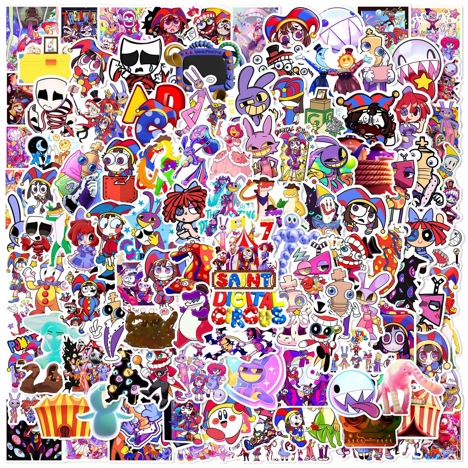 120 cross-border hot-selling magical digital circus graffiti stickers birthday party decoration luggage stickers