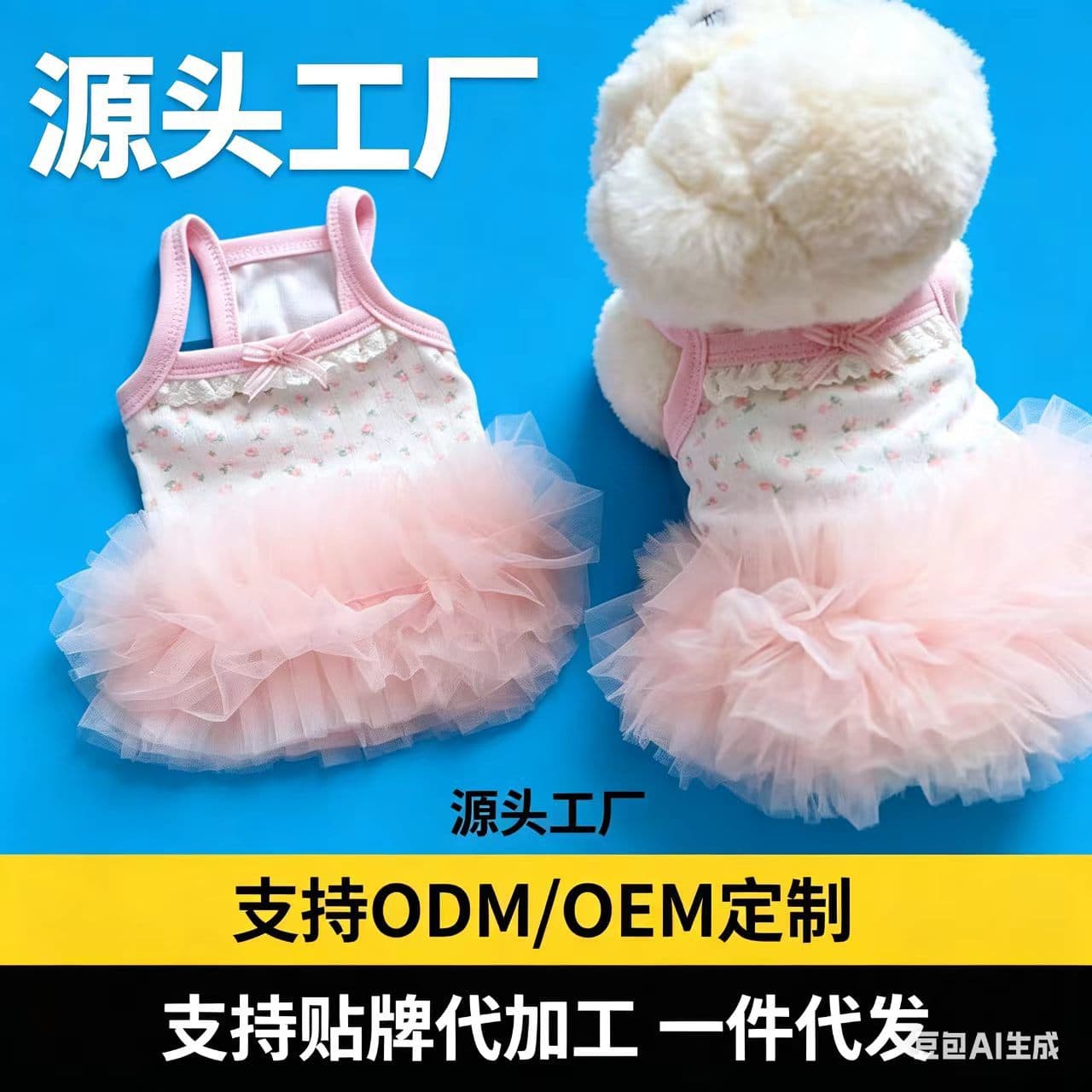 Pet princess dress, cat and puppy spring and summer small dog cute suspender ballet tutu, Maltese Shih Tzu