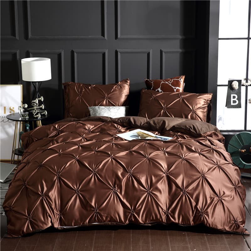 Source Factory Washed Tencel Gathered Floral Craft Simple European Style Three-Piece Set Wholesale Duvet Cover Pillowcase Bedding