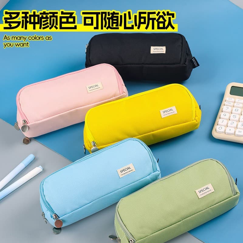 High Capacity Double Zipper Pencil Case Student Stationery Bag Oxford Cloth Casual Style Leisure Leisure Chinese Origin