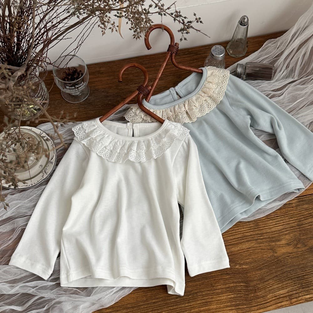 INS style spring and autumn infant and toddler double-layer lace lapel long-sleeved bottoming shirt for baby girls with princess style inner top