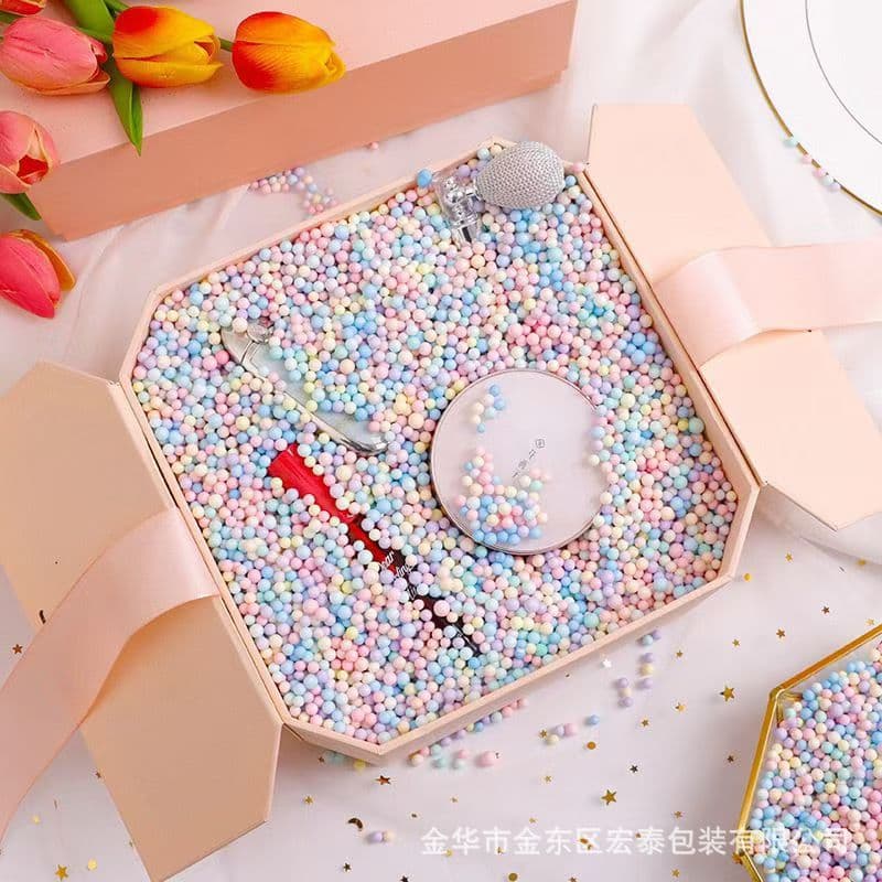 Factory wholesale gift box fillers, colorful foam ball granules, handmade DIY decorative materials.