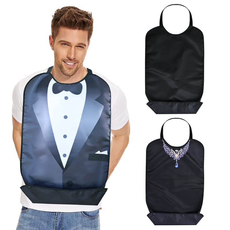 Amazon Hot Selling Adult Bib for Elderly Eating, No-Wash Hang-Neck Men's Multifunctional Drool Bib
