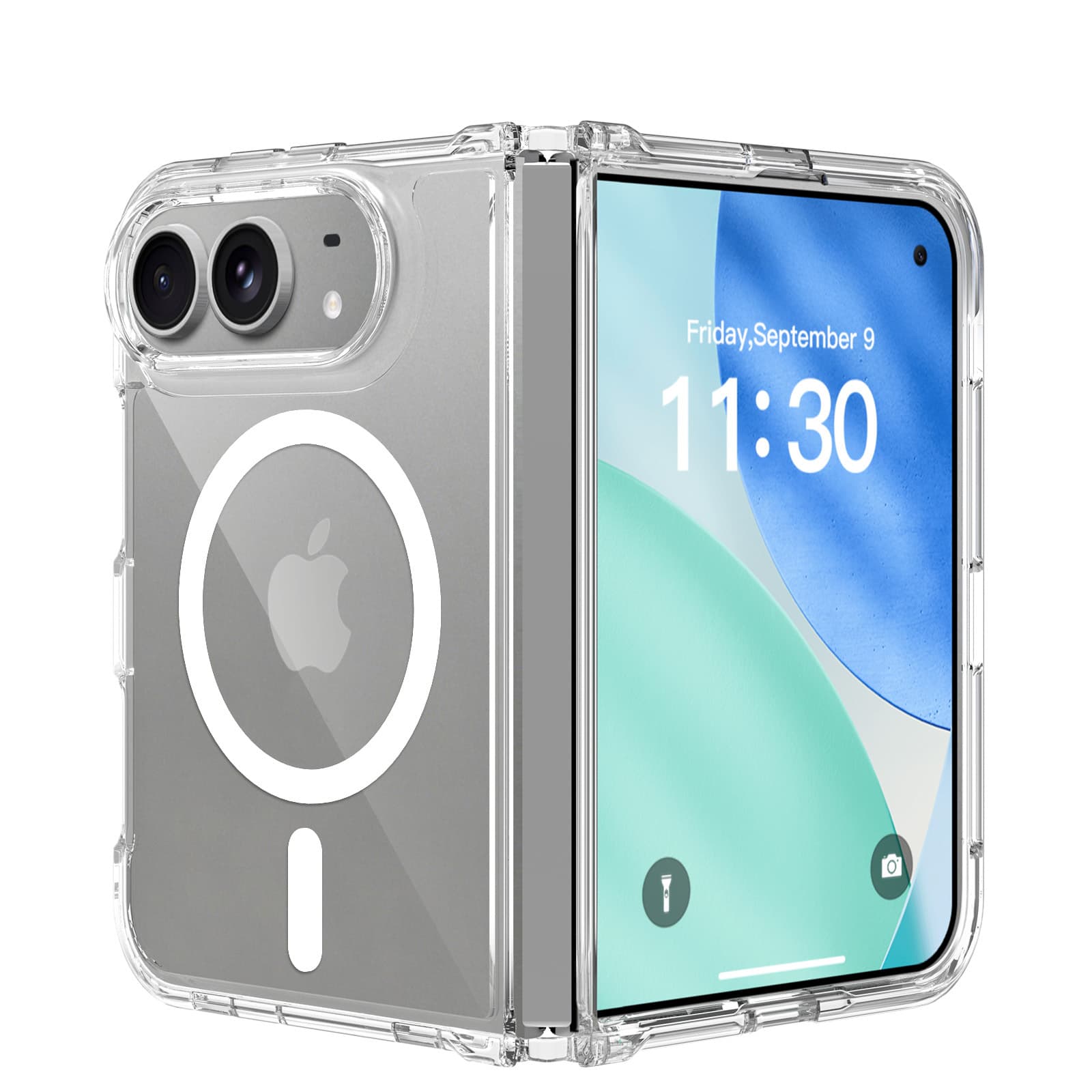 Compatible with iPhone 18 Fold Case, Apple 18 Ultra Transparent Magnetic Folding Protective Cover, Cross-border Drop-proof