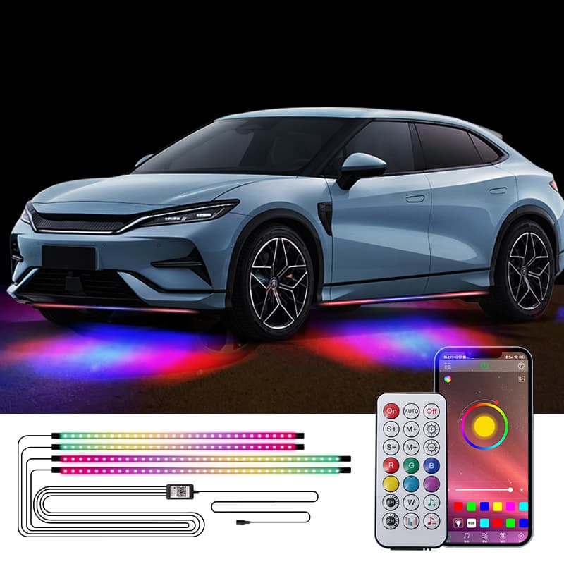 Cross-border hot selling car LED fantasy streamer chassis light modified with colorful Bluetooth APP marquee car bottom decorative light