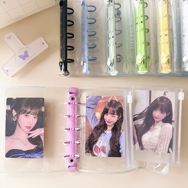 Candy Color M5 Loose-Leaf Notebook Cover, 5-Hole High-Transparency PVC Loose-Leaf Cover, Tri-Fold Mini Notebook