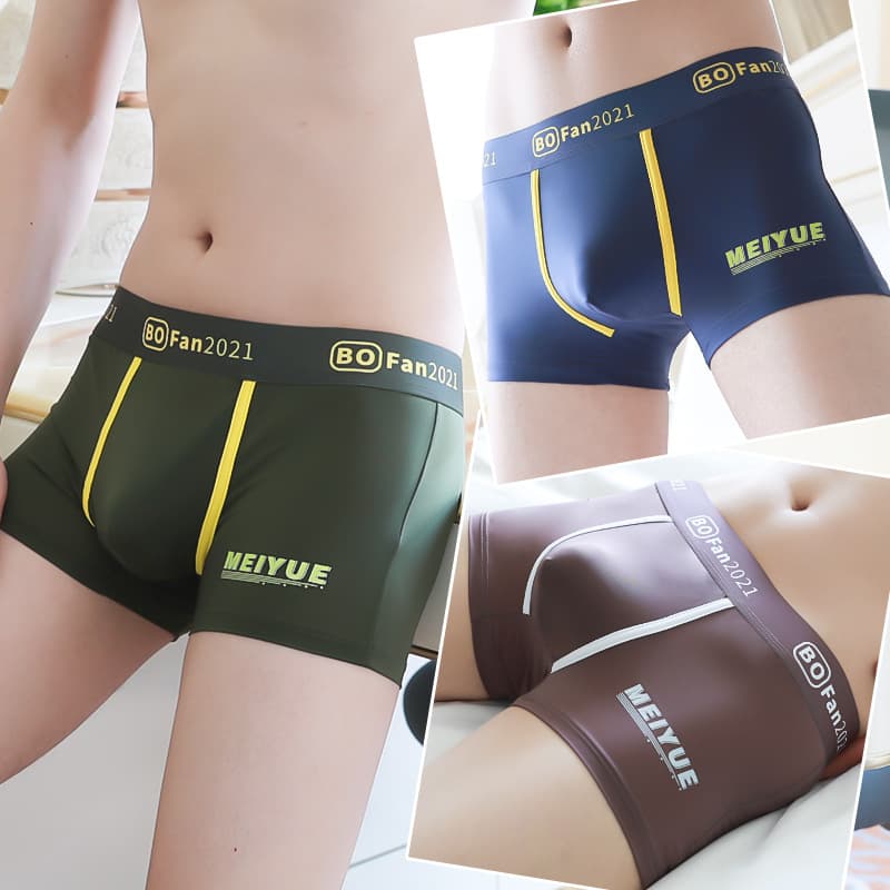 Men's New Underwear Ice Silk Thin Large Pouch U-Shape Sexy Trendy Chinese Youth Mid-Rise Boxer Briefs