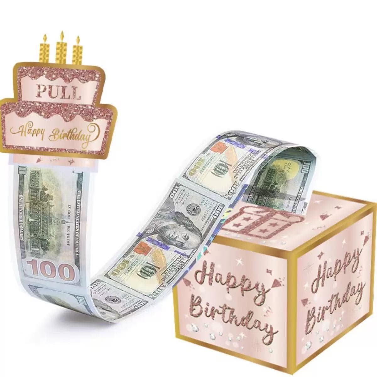 Cross-border birthday theme pink rainbow candy box, money-drawing gift box, surprise box, money-drawing surprise box, holiday activities