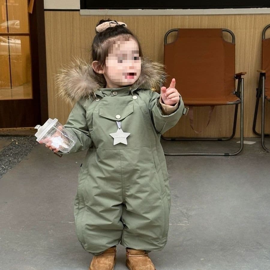 Ski Suit for Boys and Girls, 25 Thick Cotton Padded Newborn Crawling Romper, Winter Outdoor Baby Outfit