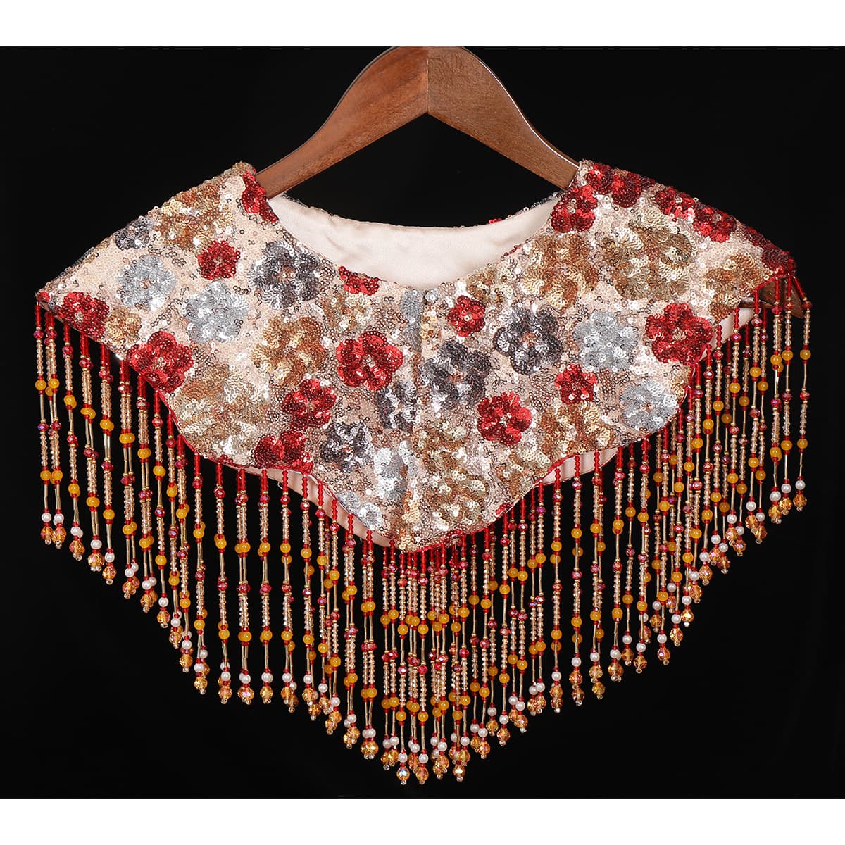 New Chinese style cheongsam, beautiful cloud shoulders, heavy industry wedding, Xiuhe shawl, sequined super shiny small coat, high-end fake collar