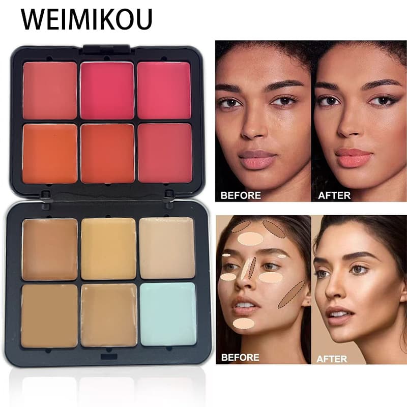 Cross-border 12-Color Contour Palette Blush Shadow Highlight Contour Cream Master Palette Concealer Cream Blush Cream Matte Lipstick Palette