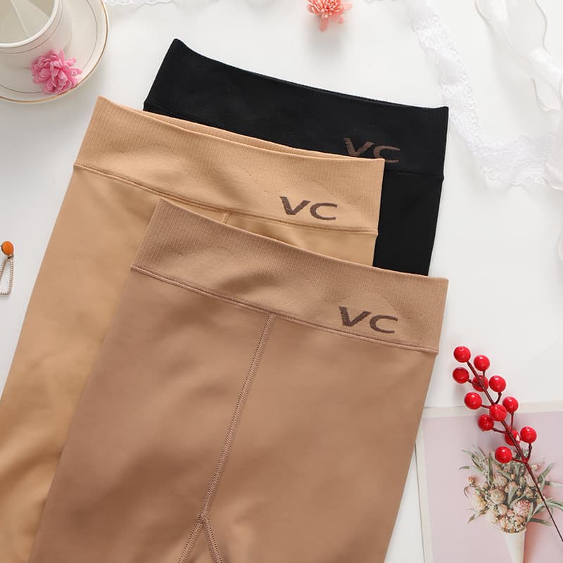 Women's Spring/Autumn/Winter 200g 300g Fleece-Lined Thick Leggings Water Light Socks VC Waist Winter Bare-Leg Magic Flesh Color
