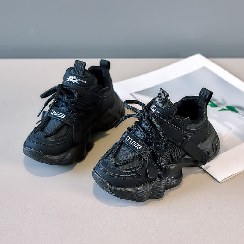Girls' and Boys' Casual Dad Sneakers 2026 Autumn New Leather Upper Soft Sole Running Shoes for Middle and Primary School Students