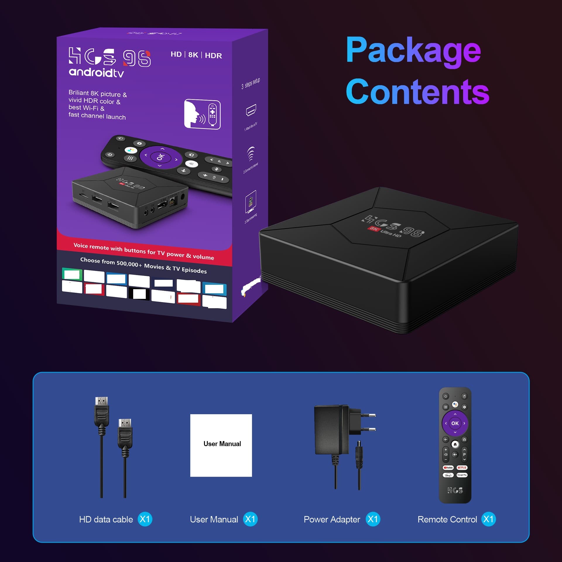 Cross-border HCS98 Android Smart TV Box Allwinner 313 Android TV Receiver Network Smart Set-top Box