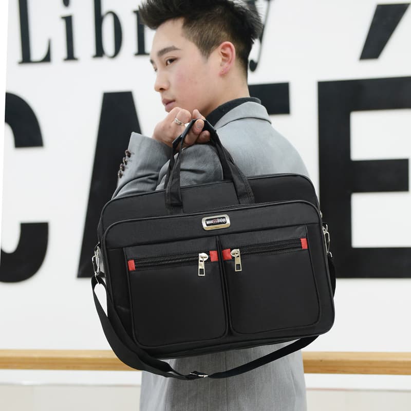 Factory Direct Men's Large-Capacity Briefcase for Business Travel, Horizontal Laptop Handbag, Durable Business Bag
