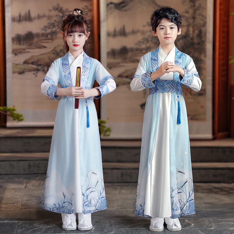 Hanfu boys Three Character Classic performance wear girls new baby Tang suit little scholar children's ancient costume Chinese studies clothing