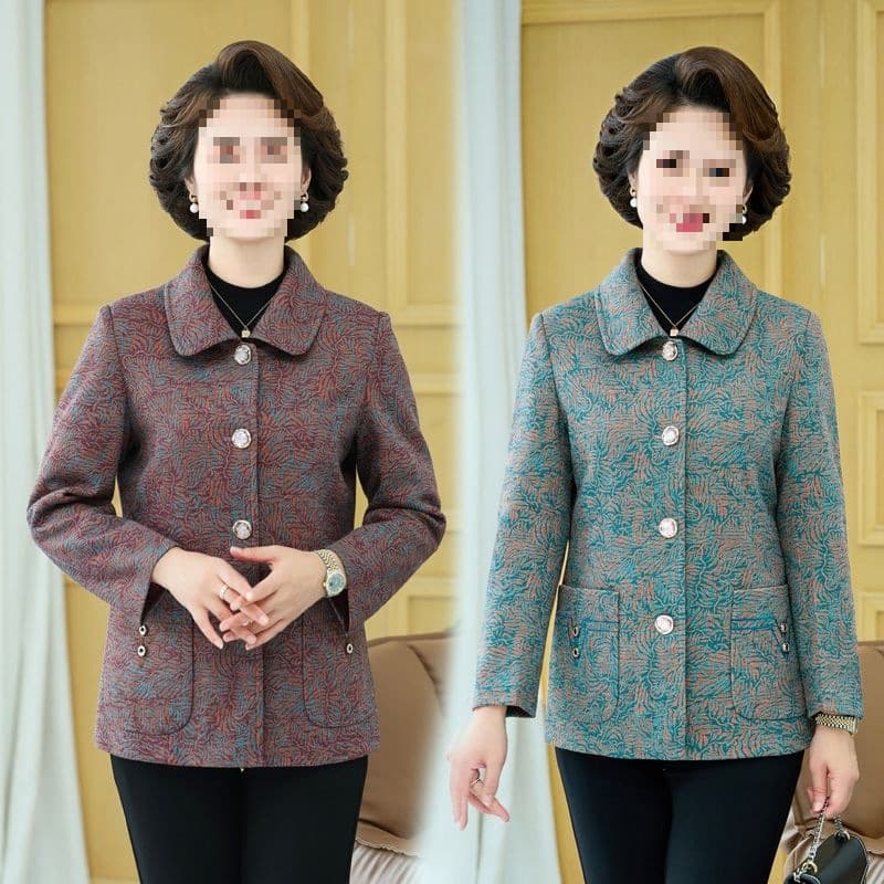 Mother's Wear Autumn New Fashion Slimming Jacket Middle-aged and Elderly Women's Clothing Short Spring/Autumn Style Stylish Casual Top