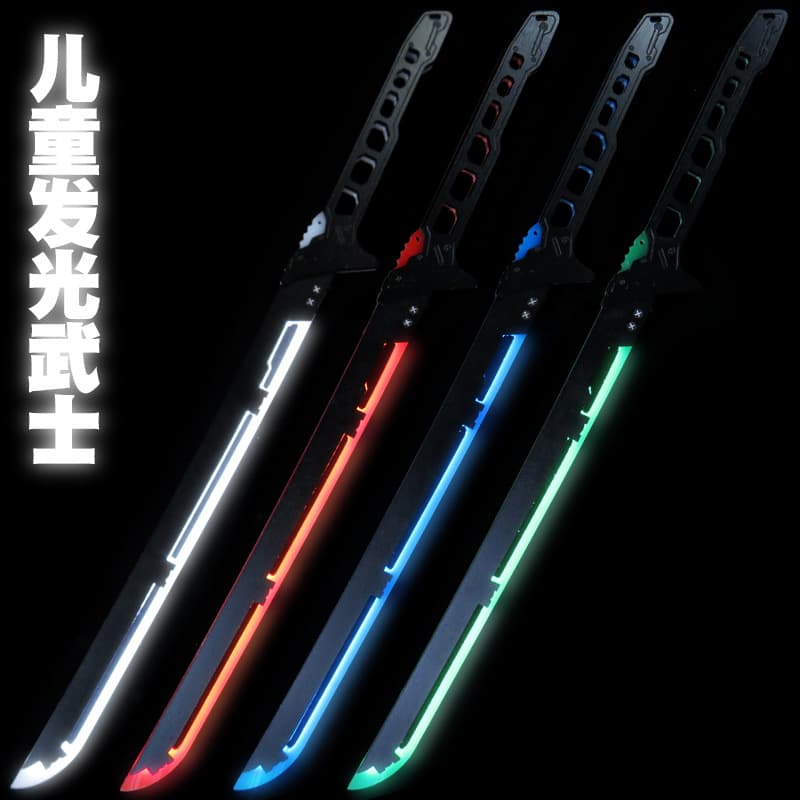 Children's luminous samurai blade cyberpunk rechargeable luminous translucent acrylic toy sword wooden unedged