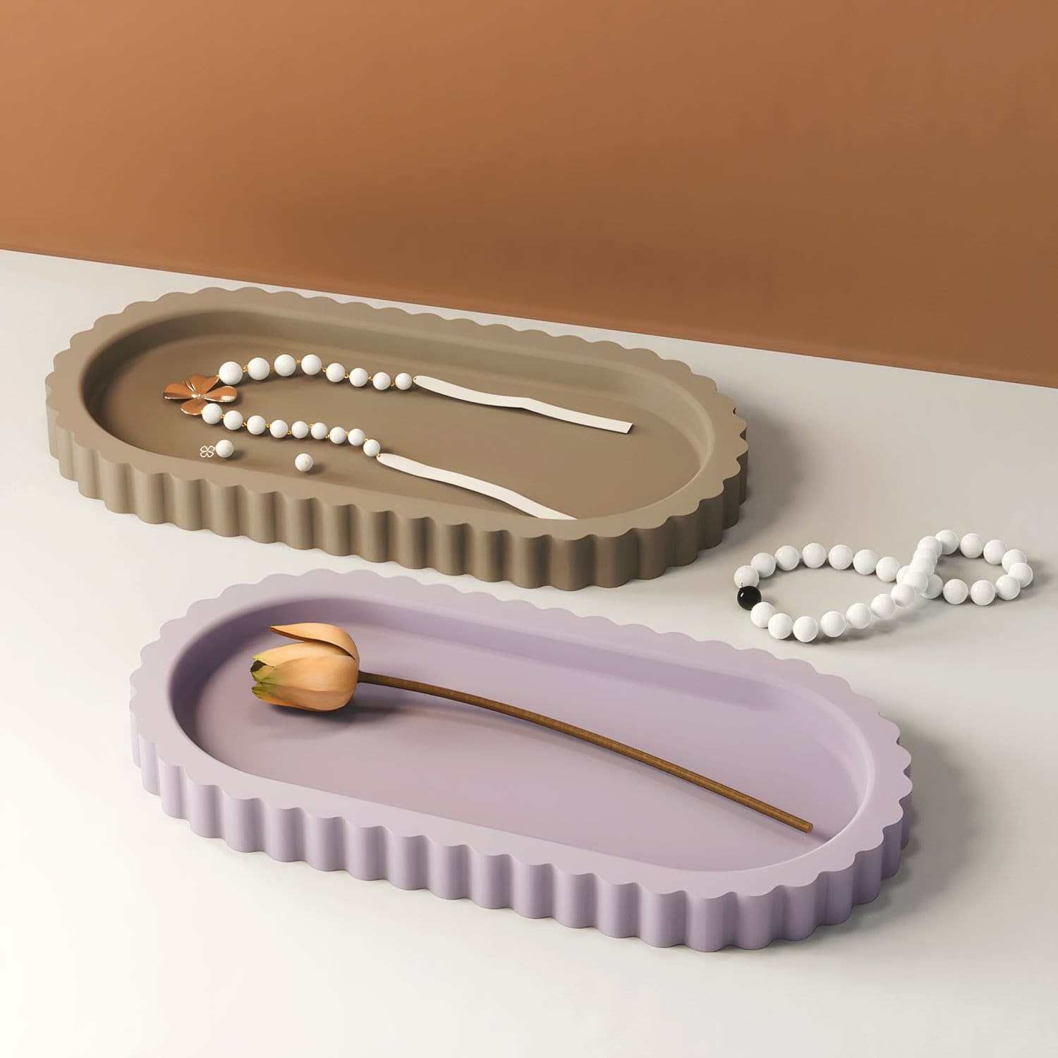 Deyi Life DIY Resin Mold Lace Edge Oval Tray Silicone Mold Mirror Resin Gypsum Tray