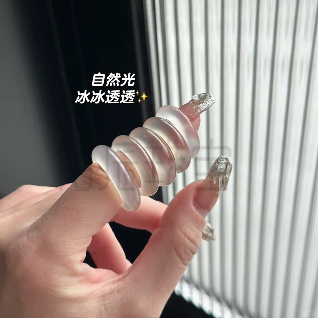 Natural jade ring white moonlight chalcedony agate ring female niche design emerald gem plain ring new Chinese style