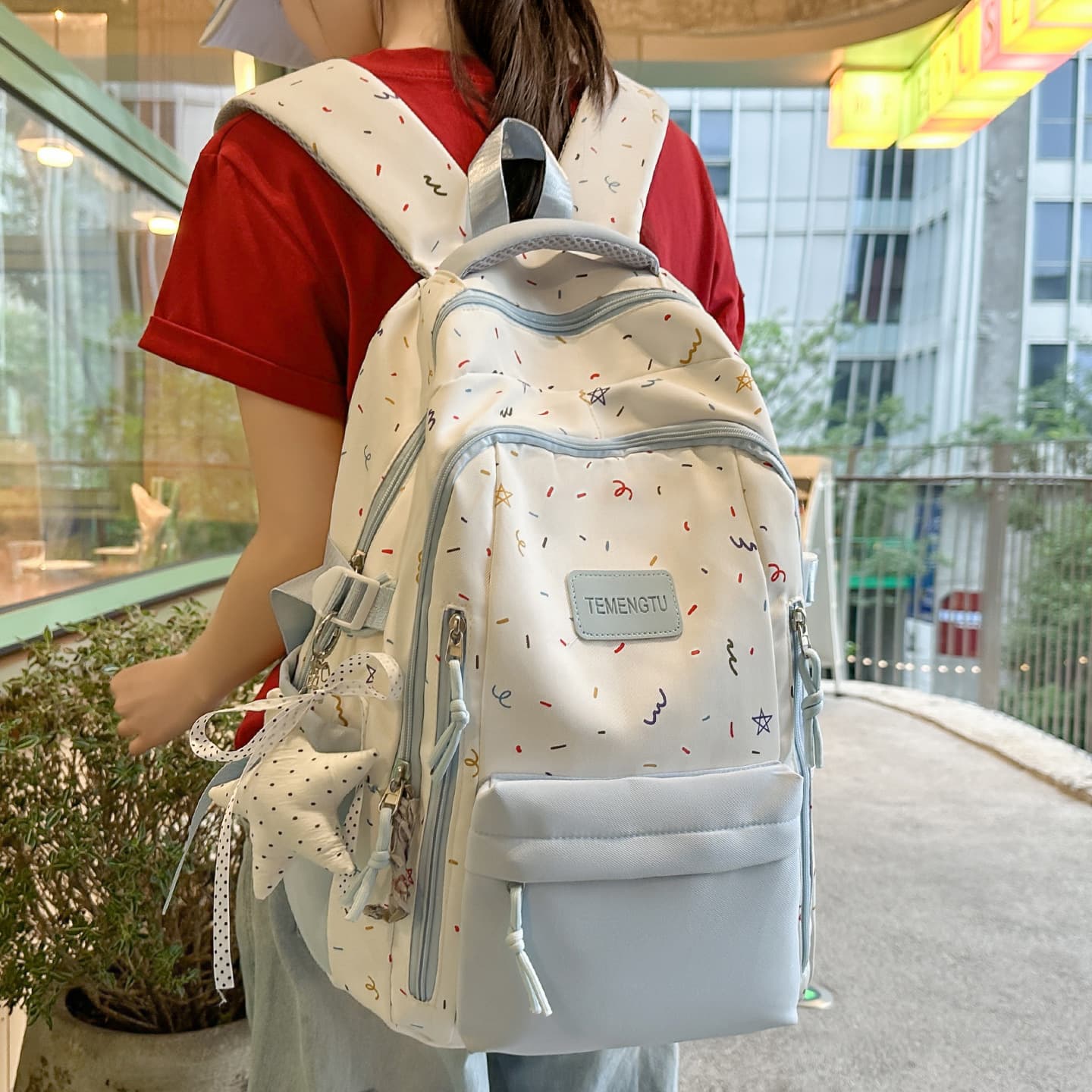 Junior high school student schoolbag female high-looking ins style large-capacity backpack high school student elementary school student strong and durable backpack