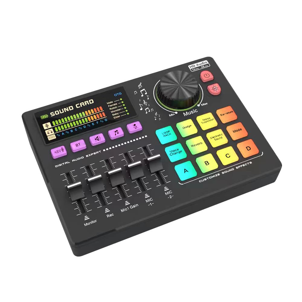 Cross-border 48V live broadcast game sound card microphone yF800 mobile phone computer sound card English with guitar instrument sound effects