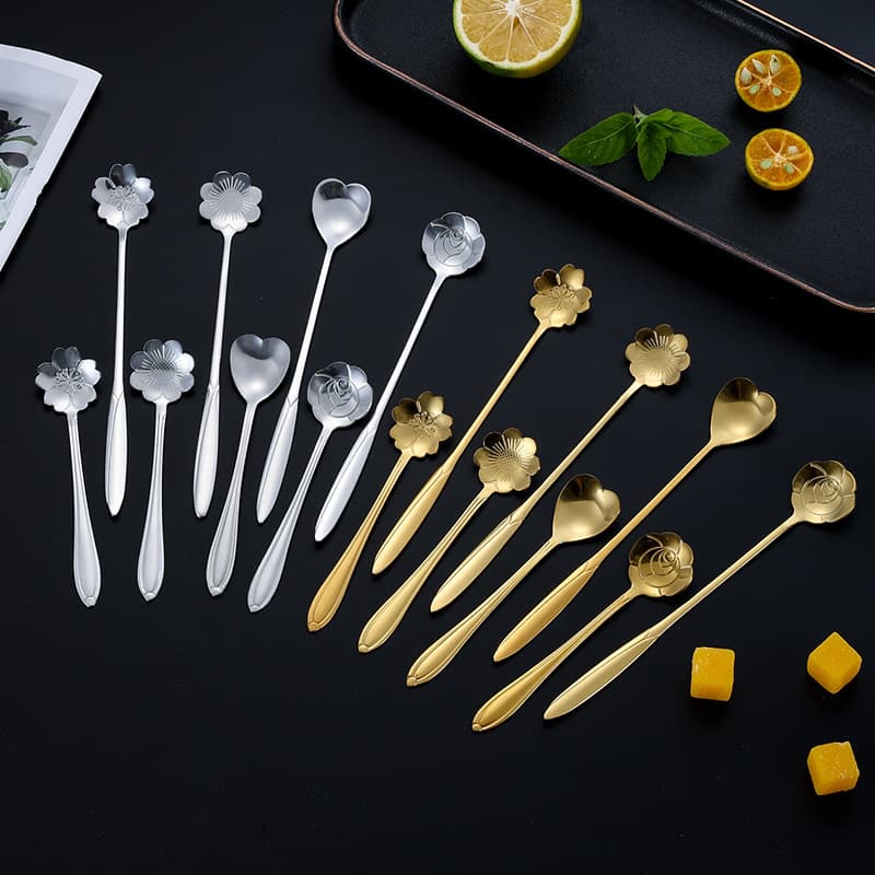 Stainless steel cherry blossom spoon, fashionable coffee spoon, mug spoon, office stirrer, dessert spoon, wedding favor gift