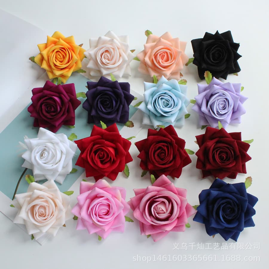 DIY Simulation Craft Velvet Rose Head Flower Silk Flower Corsage Photography Prop Arch Flower Decoration Wedding Decoration