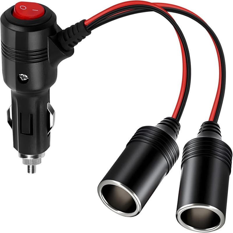 Car cigarette lighter one-to-two female socket high-power one-to-two car charging port with switch extension cord