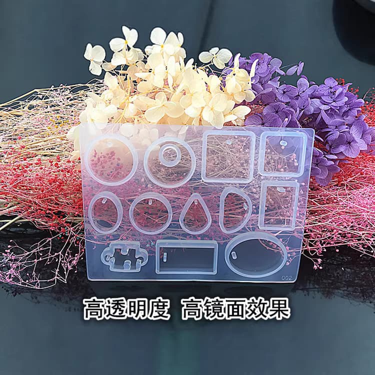 Crystal Epoxy Necklace Pendant Silicone Mold DIY Handmade Jewelry Drop Square Oval Puzzle with Hole Mold