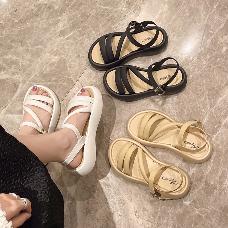 New Summer Roman Sandals Fairy Style Women's Slide Sandals Platform Thick Sole Beach Sandals