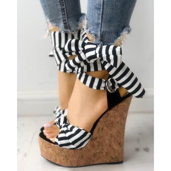 Cross-border Independent Station Ins Fashion Runway Wedge Heel Waterproof Platform High Heel Leopard Print Sexy One-Strap Open-Toe Women's Sandals