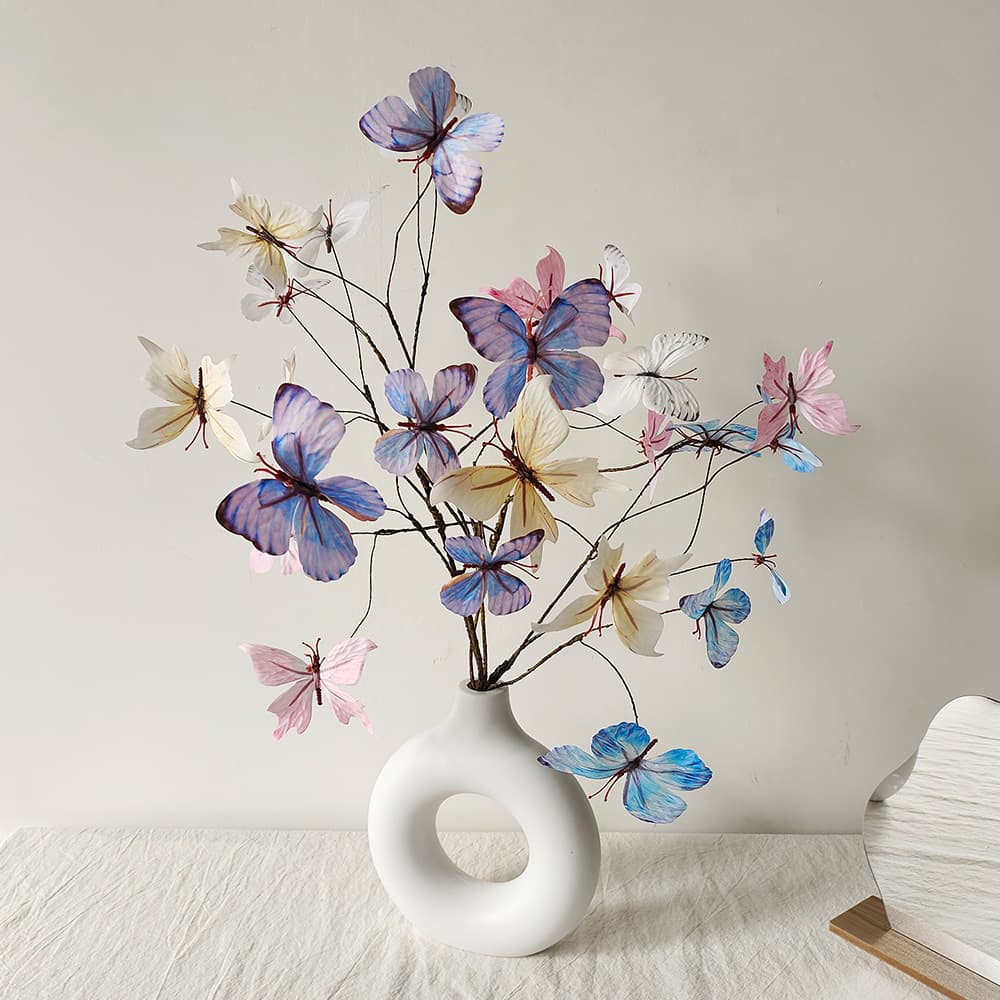 Silk 3D Printed Butterfly Branch Home Decor Window Display Dried Branch Butterfly Single Stem Artificial Insect Life like Butterfly