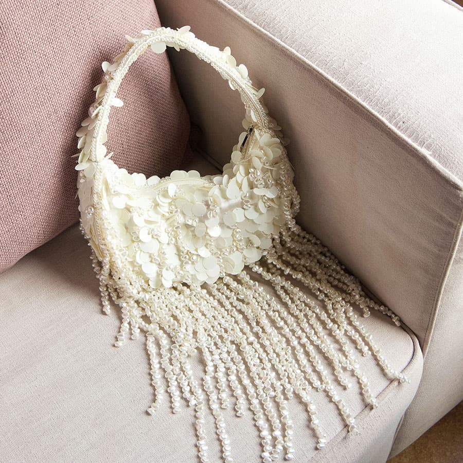French style lady tassel chain armpit bag beaded sequin shoulder bag simple crossbody bag small square bag