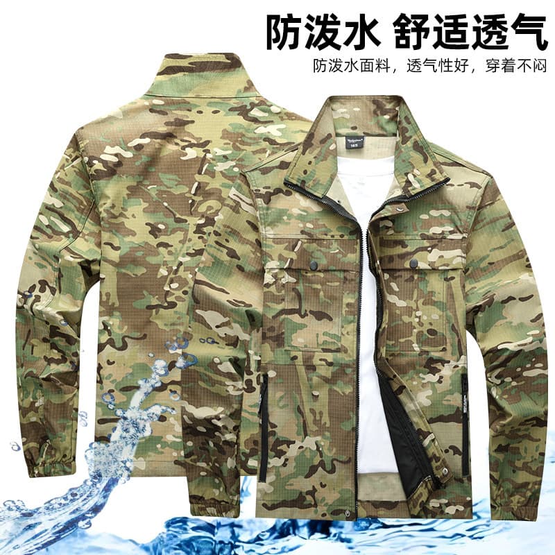 Work clothes suit men's spring and autumn wear-resistant and tear-resistant work clothes labor protection clothing camouflage clothing mountaineering clothing thickened outdoor auto repair