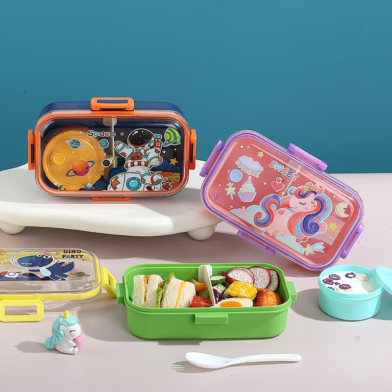 2026 New Color Food-Grade PP Lunch Box, Sealed Bento Box for Work, Students, Kids, Picnic, Cartoon Divided Lunch Box