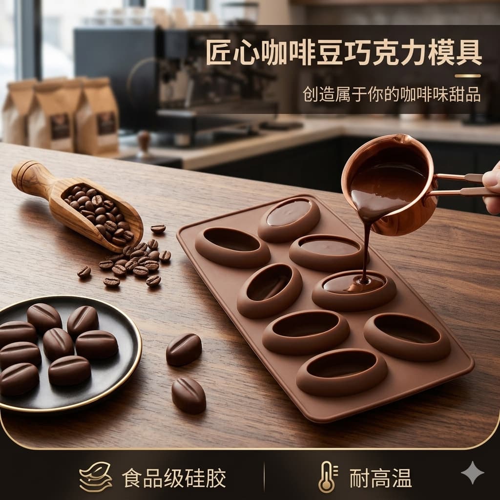 Coffee Bean Silicone Ice Cube Tray Mold for Home Freezer Food-Grade Self-Made Quick-Freeze Ice Mold