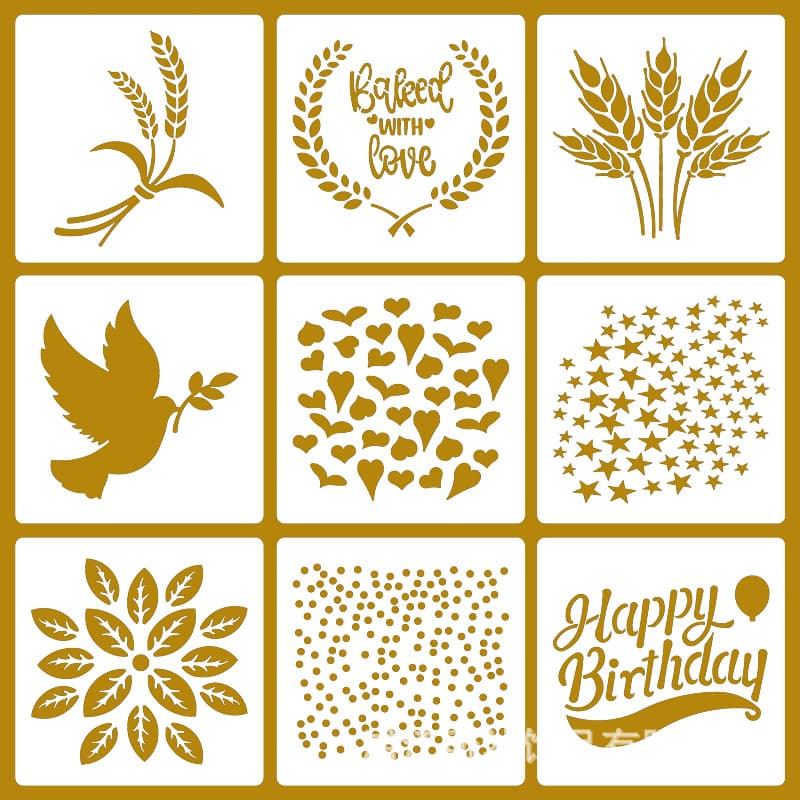 New Cross-border Amazon Wheat Coffee DIY Stencil Template Spray Painting Graffiti Drawing Template