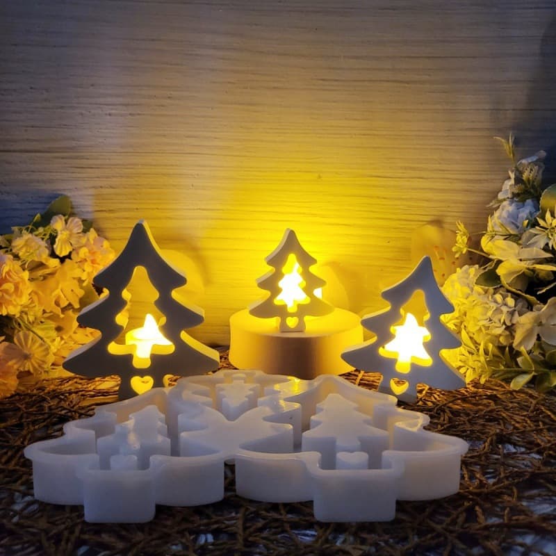 S0877 Large Medium Small Christmas Tree Ornament Decoration Cement Plaster Mold DIY Silicone Mold