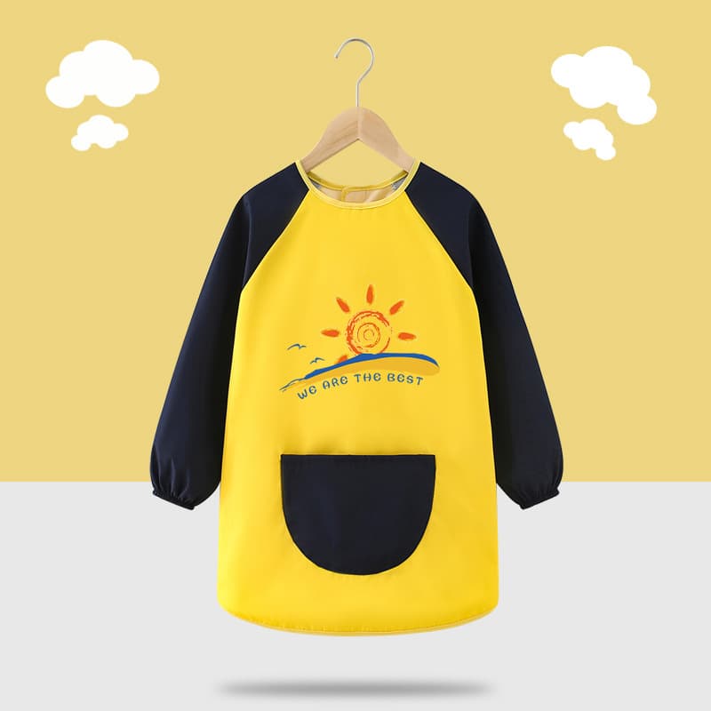 Children's Apron Painting Smock Waterproof Reversible Protective Coverall Long Sleeve for Boys and Girls Kindergarten Baby
