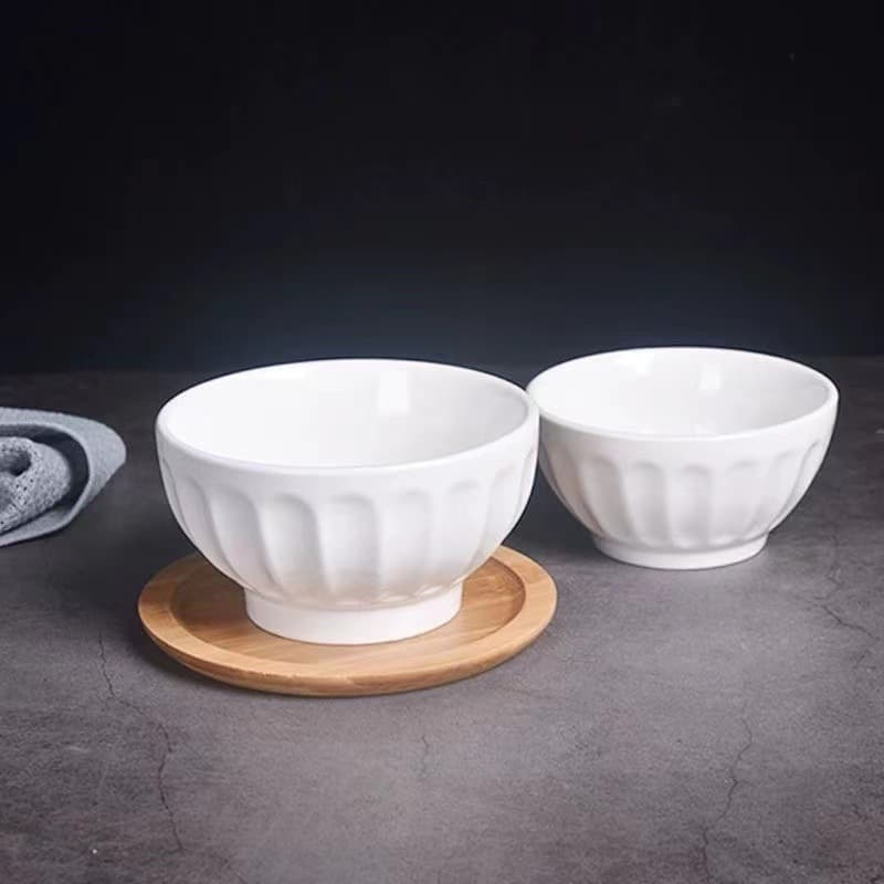 Hotel tableware pure white ceramic bowl restaurant rice bowl salad bowl home soup noodle bowl thickened national bowl LOGO