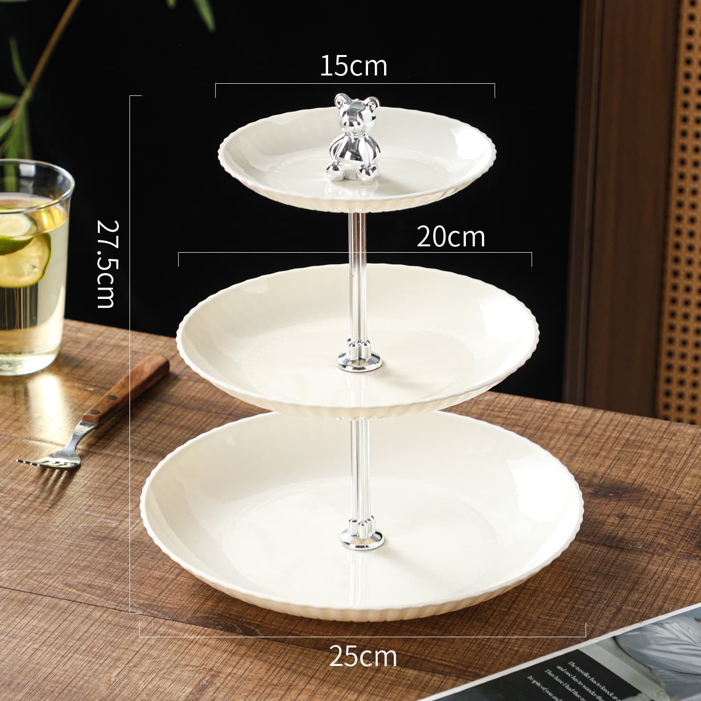 Plastic Bear Three-Tier Fruit Tray Transparent Stackable Multi-Layer Fruit Plate Cake Stand Dessert Holder Wedding Party Candy Dish
