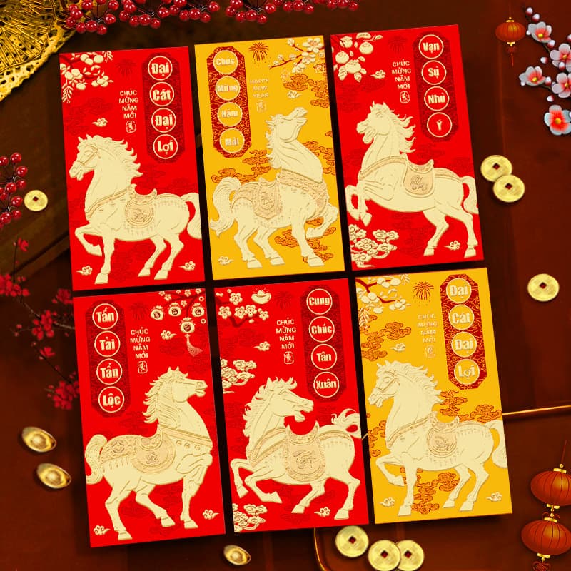 Ruixiang 2026 Year of the Horse New Vietnamese Style Red Envelope Creative Zodiac New Year Lucky Money Envelope Spring Festival Bag Wholesale