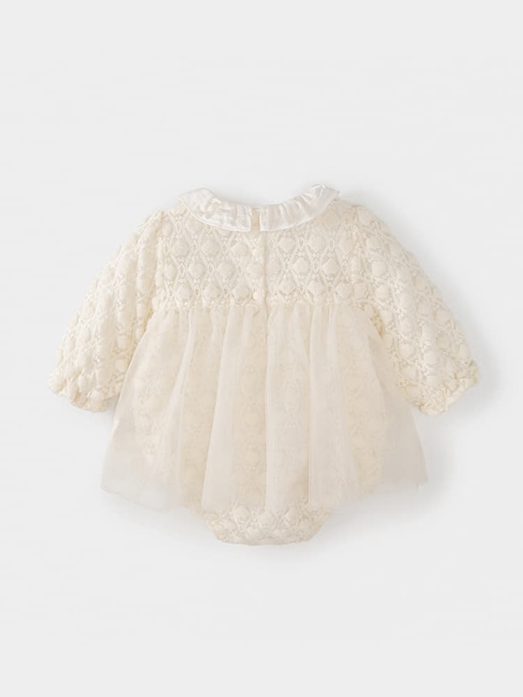Baby Spring/Fall Romper Newborn Outfit Autumn Princess 100 Days Birthday Lace Bodysuit for Girls with Skirt