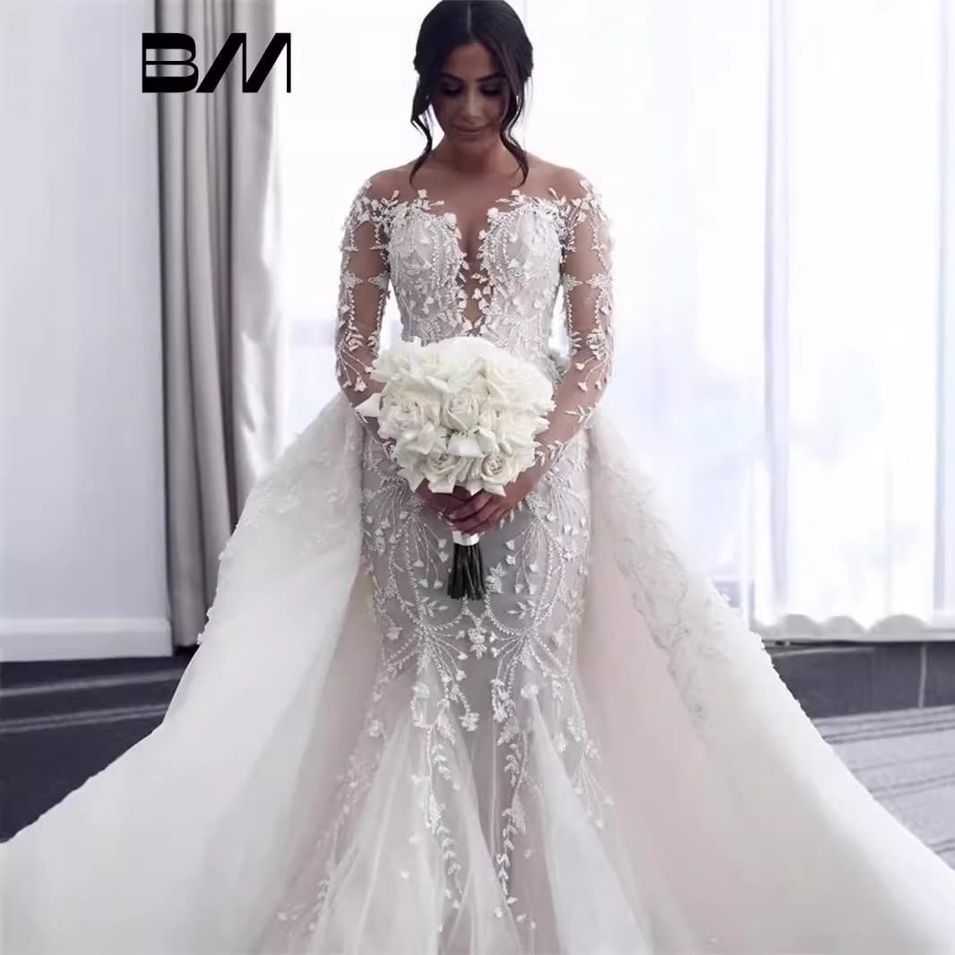2024 New Fishtail Wedding Dress with One-Shoulder for Bride, Wedding, Travel Photography, Engagement, Luxurious Heavy Workmanship, Long Train