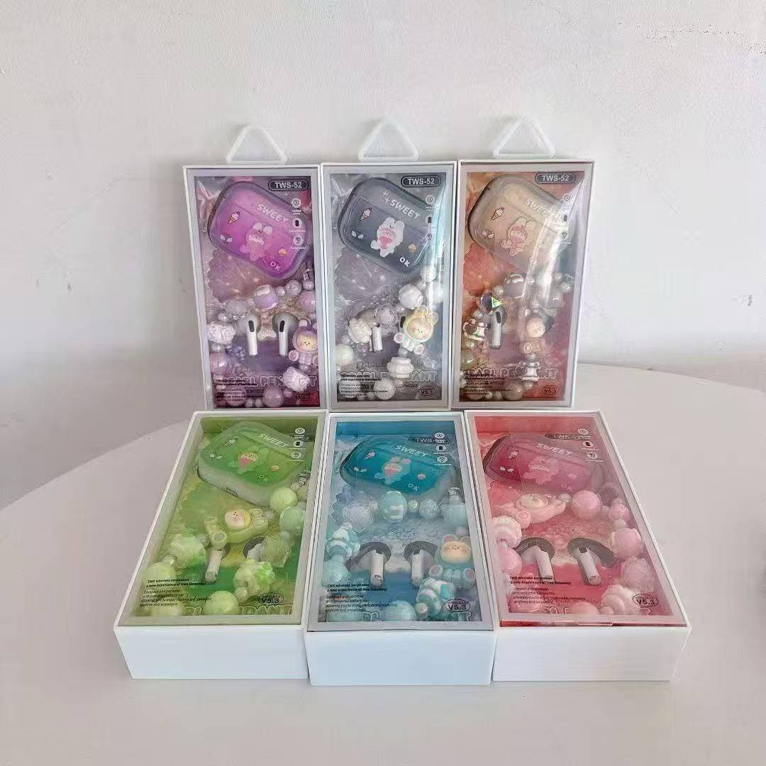 Cross-border TWS-52 New Cartoon Wireless Bluetooth Earbuds In-Ear Cute Lilith Beaded Bracelet Set