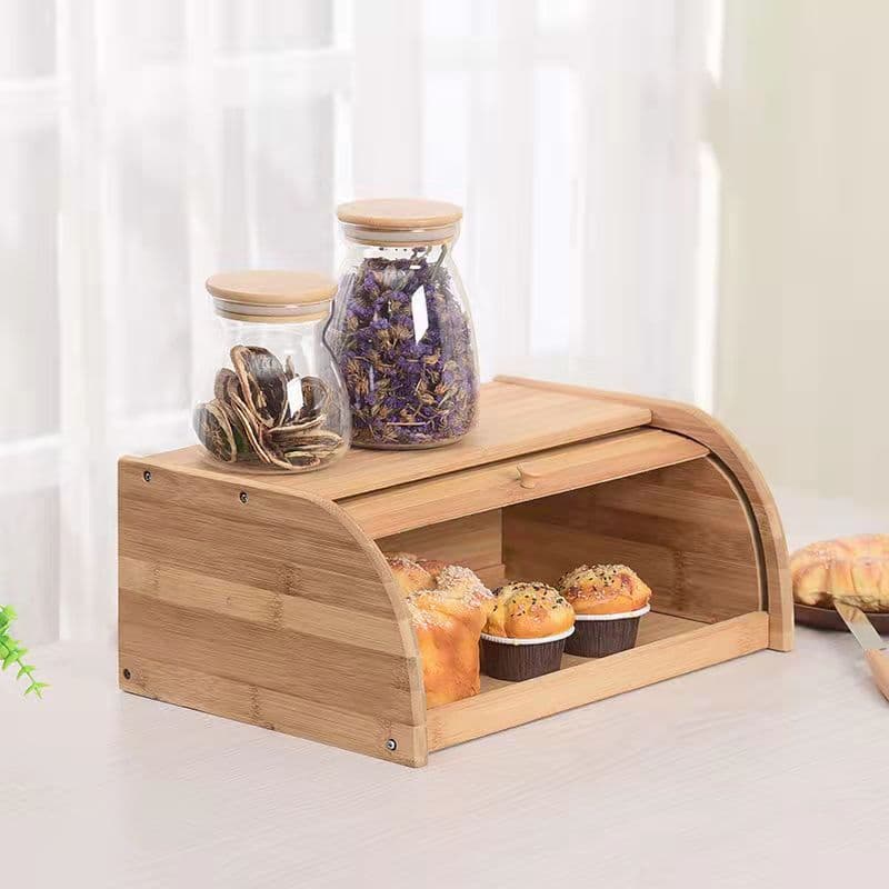 American-style rectangular bamboo creative snack cabinet for home, solid wood storage organizer box, export bread box for desktop